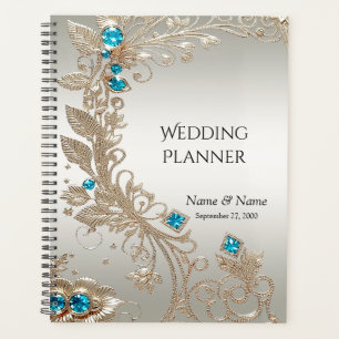 Embellishing Gold Blue Stones Planner