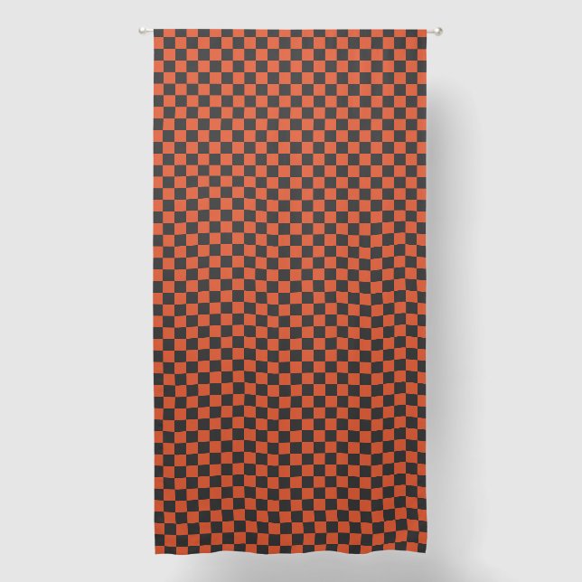 Ember and ash checkerboard pattern blackout curtains (Front)