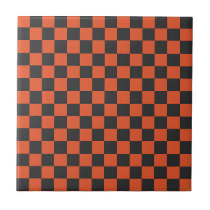 Ember and ash checkerboard pattern ceramic tile