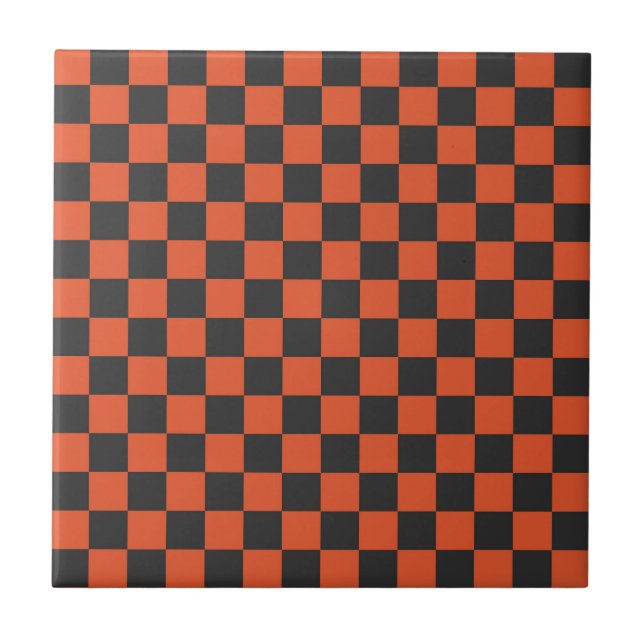 Ember and ash checkerboard pattern ceramic tile (Front)