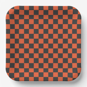 Ember and ash checkerboard pattern paper plates