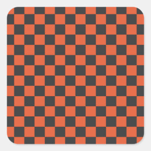 Ember and ash checkerboard pattern square sticker