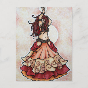 Ember belly dance art postcard