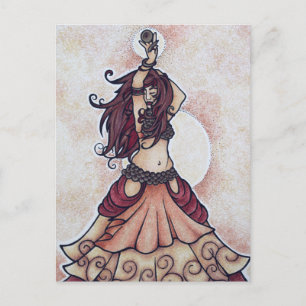 Ember belly dance art postcard