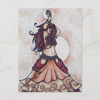 Ember belly dance art postcard