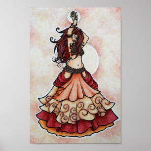 Ember belly dance art poster