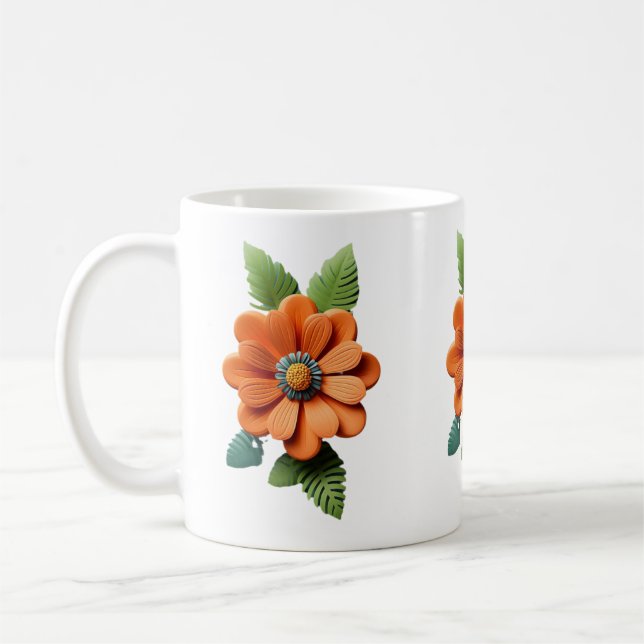 Ember Blossom Petals of Dawn Sunfire Bloom Autumn  Coffee Mug (Left)