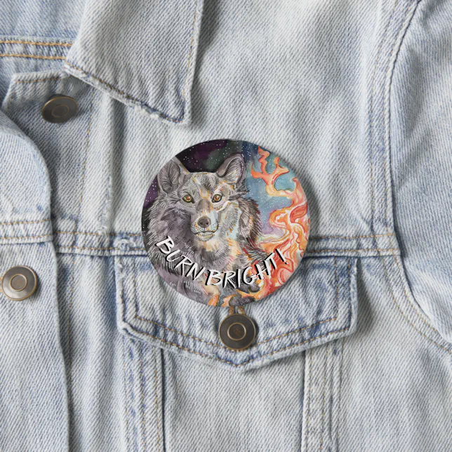 Ember Eyes Wolf Watercolor Badge/Button Button | Zazzle