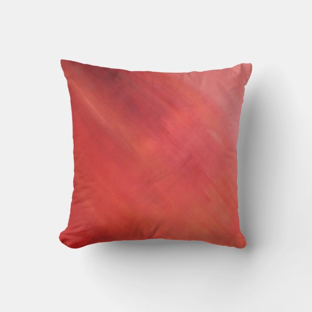 Ember Glow Haze red acrylic painting throw pillow (Front)