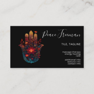 Ember Lotus   Hamsa Hand Design Business Card