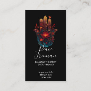 Ember Lotus   Hamsa Hand Design Business Card