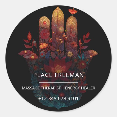Ember Lotus | Hamsa Hand Design Classic Round Sticker