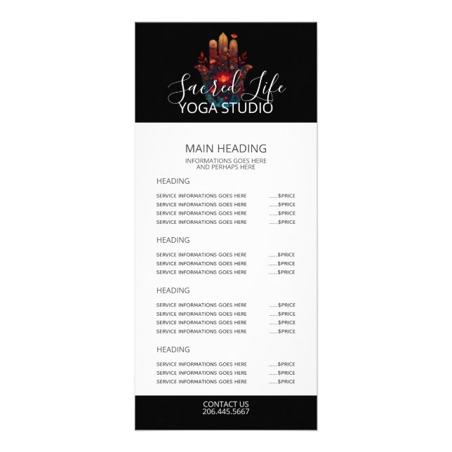 Ember Lotus | Hamsa Hand Design Rack Card (Front)