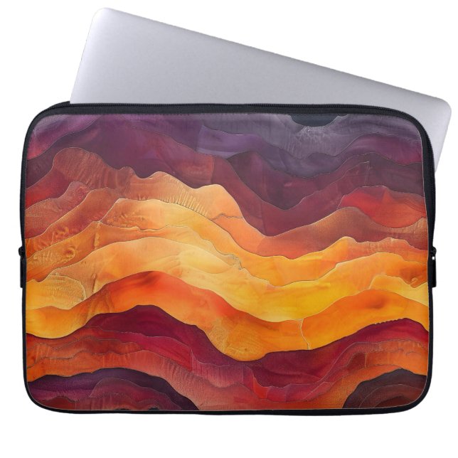 Ember Strata – Abstract Layers of Earth and Fire Laptop Sleeve (Front)