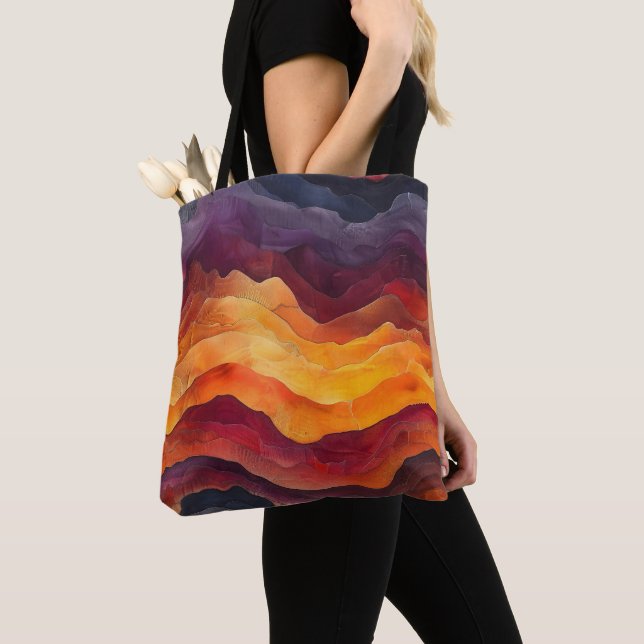 Ember Strata – Abstract Layers of Earth and Fire Tote Bag (Close Up)