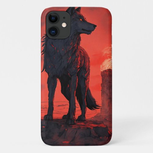 Ember Wolf in the Ruined Desert iPhone 11 Case