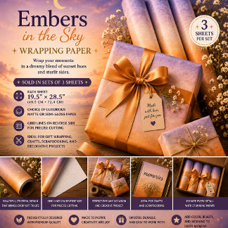 Embers in the Sky Wrapping Paper Sheets