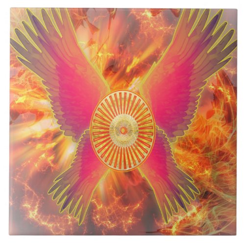 Embers of Vitality Unleashing the Fire of Life Ceramic Tile