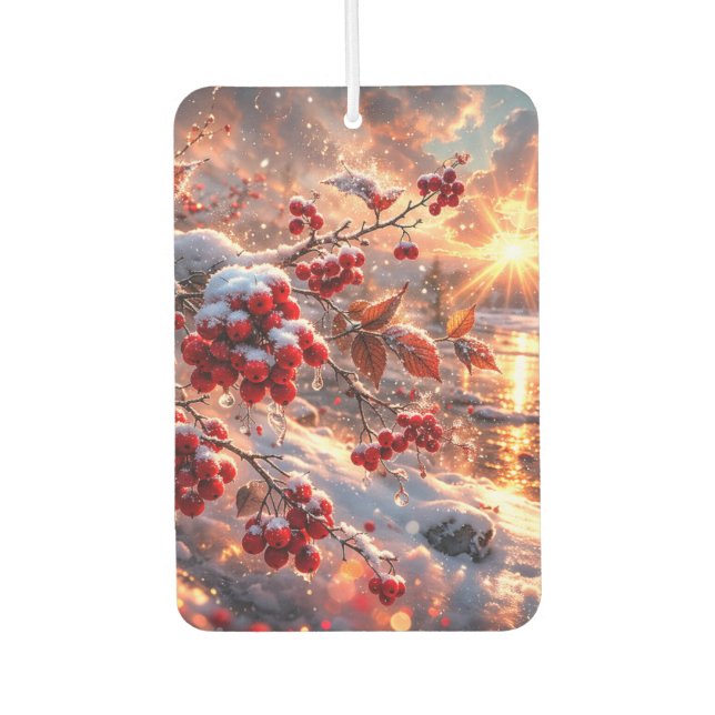 Embers of Winter Red Berries Snow Air Freshener (Front)