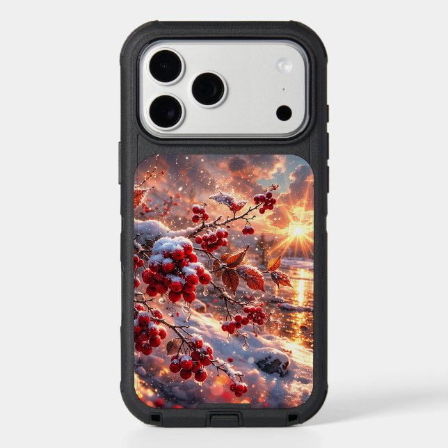Embers of Winter Red Berries Snow Otterbox iPhone Case (Back)