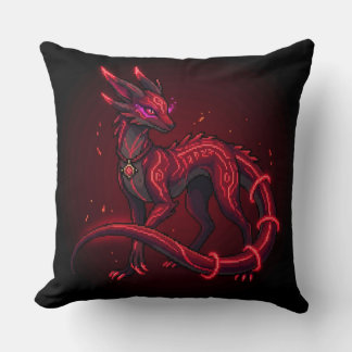Emberveil Neon Rune Creature Gaming Throw Pillow