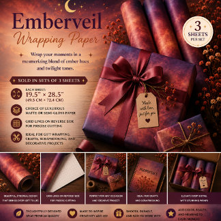 Emberveil Wrapping Paper Sheets
