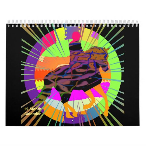 Emblazoned Horse and Rider 12 Month Calendar