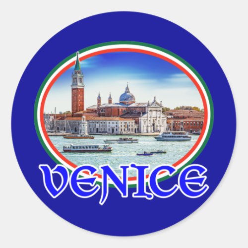 Emblem abbey San Giorgio Maggiore Venice Italia Classic Round Sticker