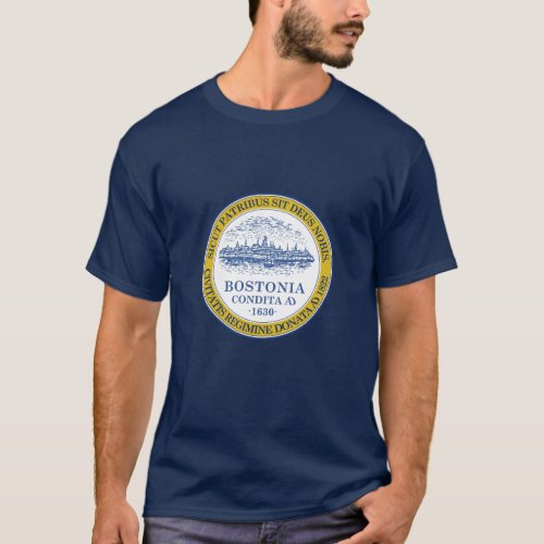 Emblem of Boston Massachusetts T_Shirt