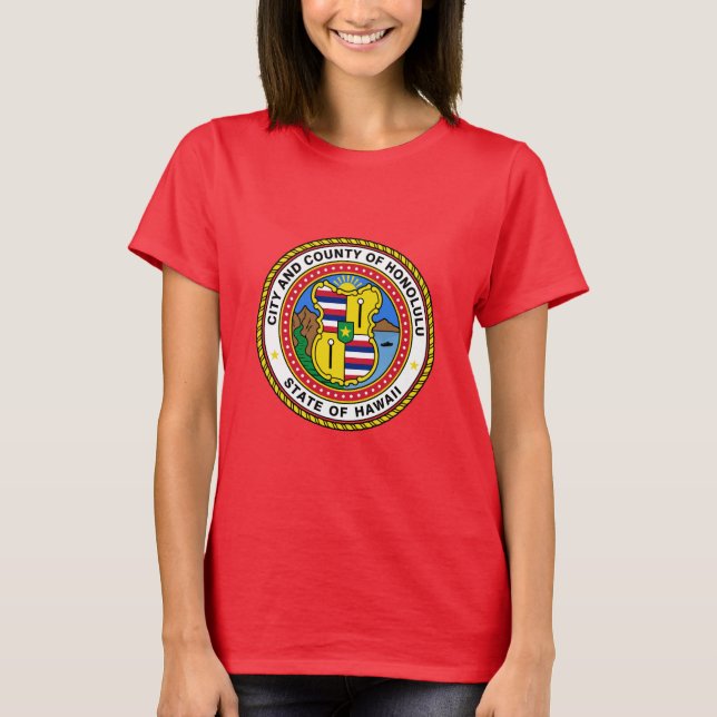 Emblem of city of Honolulu, Hawaii T-Shirt (Front)
