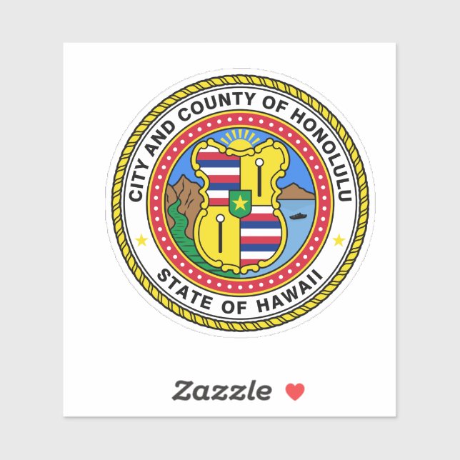 Emblem of city of Honolulu, Hawaii Vinyl Sticker (Sheet)