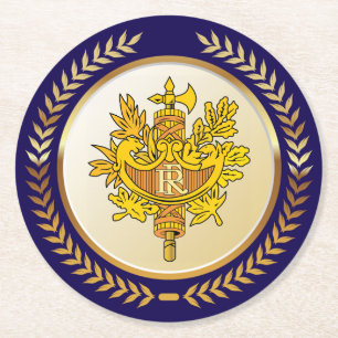 Emblem Of France Round Paper Coaster