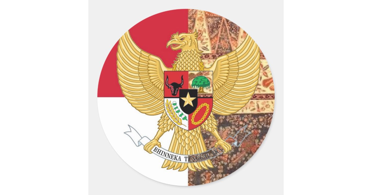 Emblem Of Indonesia Garuda Pancasila Batik Flag Classic Round