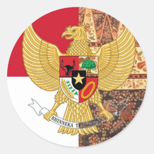 Emblem of Indonesia - Garuda Pancasila Batik Flag Classic Round Sticker