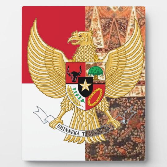 Emblem Of Indonesia Garuda Pancasila Batik Flag Plaque Zazzle Com