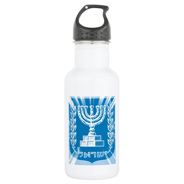 Emblem of Israel Spotlight Stainless Steel Water Bottle (Front)