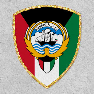 Emblem of Kuwait superimposed on flag Patch