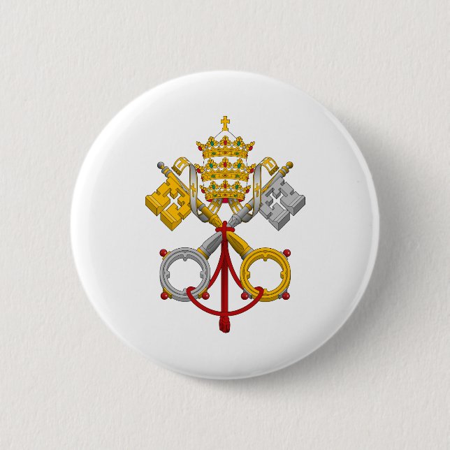 Emblem of the Papacy Official Pope Symbol Coat Pinback Button (Front)