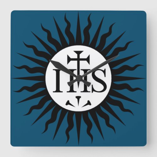 Emblem of the Society of Jesus  Square Wall Clock