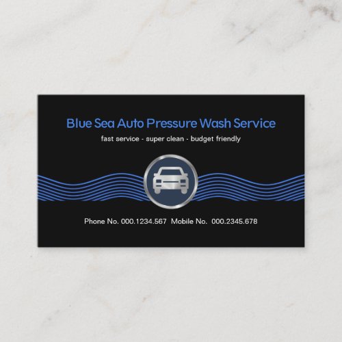 Emboss Blue Water Waves Car Wash Business Card
