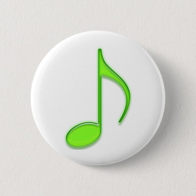 Emboss Green Music 8th Musical Note Pinback Button (Front)