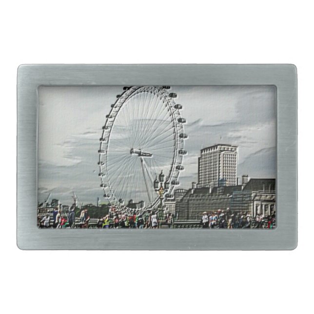 Emboss Photo Art of The London Eye Belt Buckle (Front)