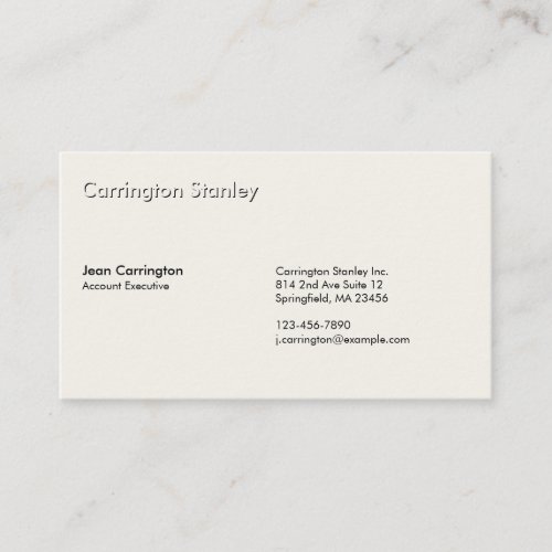 Embossed Account Executive Ivory Business Card