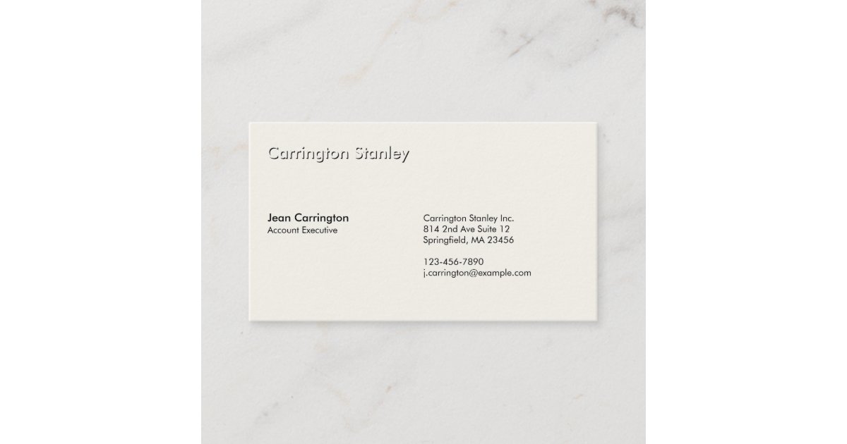 Embossed Account Executive Ivory Business Card | Zazzle