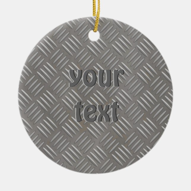 Embossed Aluminum Metal Look Custom Ceramic Ornament (Front)
