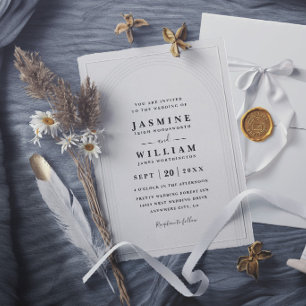 Embossed Arch Minimalist Elegant Modern Wedding Invitation