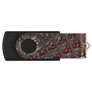 Embossed Ash Gray Maroon Checkered: A Modern Art Flash Drive