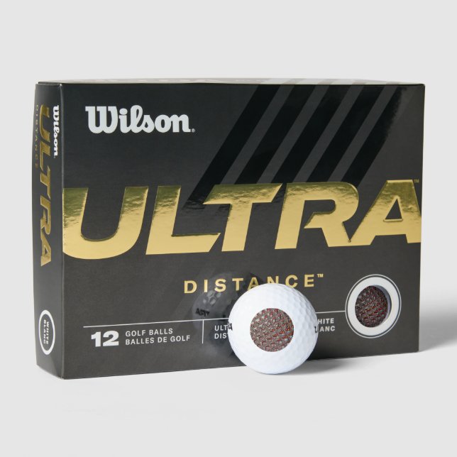 Embossed Ash Gray Maroon Checkered: A Modern Art Golf Balls (Packaging)