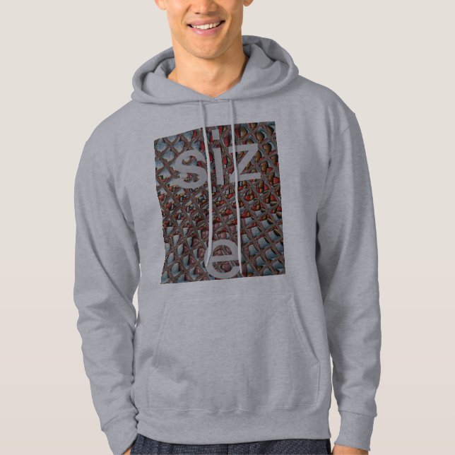 Embossed Ash Gray Maroon Checkered: A Modern Art Hoodie (Front)