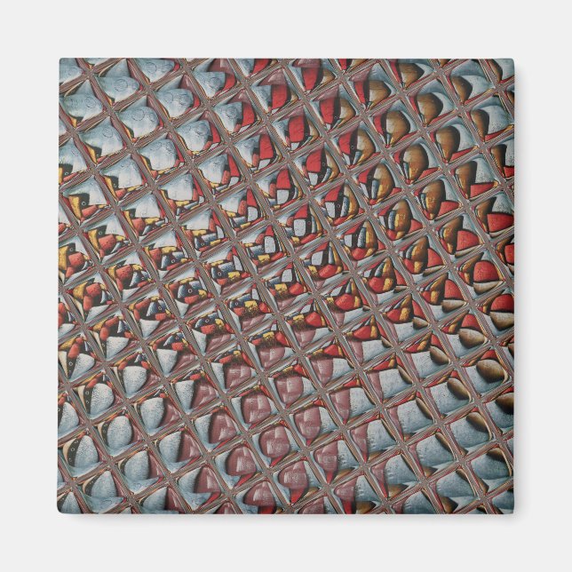 Embossed Ash Gray Maroon Checkered: A Modern Art Magnet (Front)